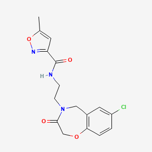 molecular formula C16H16ClN3O4 B2436071 N-(2-(7-chloro-3-oxo-2,3-dihydrobenzo[f][1,4]oxazepin-4(5H)-yl)ethyl)-5-methylisoxazole-3-carboxamide CAS No. 2034348-34-8