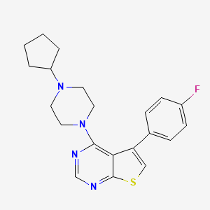 molecular formula C21H23FN4S B2436072 4-(4-Cyclopentylpiperazin-1-yl)-5-(4-fluorophenyl)thieno[2,3-d]pyrimidine CAS No. 611197-42-3
