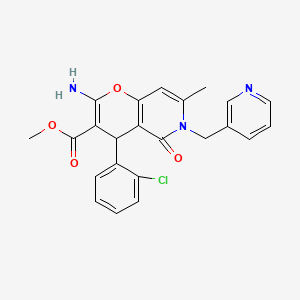 molecular formula C23H20ClN3O4 B2436074 2-アミノ-4-(2-クロロフェニル)-7-メチル-5-オキソ-6-(ピリジン-3-イルメチル)-5,6-ジヒドロ-4H-ピラノ[3,2-c]ピリジン-3-カルボン酸メチル CAS No. 758703-60-5