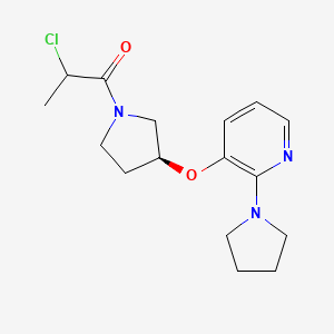 molecular formula C16H22ClN3O2 B2436077 2-Chloro-1-[(3S)-3-(2-pyrrolidin-1-ylpyridin-3-yl)oxypyrrolidin-1-yl]propan-1-one CAS No. 2411183-28-1