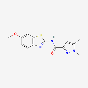 molecular formula C14H14N4O2S B2436085 N-(6-methoxy-1,3-benzothiazol-2-yl)-1,5-dimethyl-1H-pyrazole-3-carboxamide CAS No. 1013756-73-4
