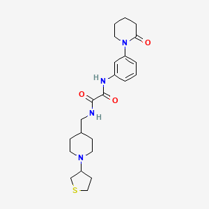 molecular formula C23H32N4O3S B2436119 N1-(3-(2-oxopiperidin-1-yl)phenyl)-N2-((1-(tetrahydrothiophen-3-yl)piperidin-4-yl)methyl)oxalamide CAS No. 2034477-57-9