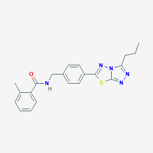 molecular formula C21H21N5OS B243615 2-methyl-N-[4-(3-propyl[1,2,4]triazolo[3,4-b][1,3,4]thiadiazol-6-yl)benzyl]benzamide 