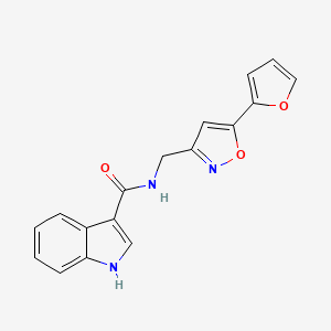 molecular formula C17H13N3O3 B2436162 N-((5-(furan-2-yl)isoxazol-3-yl)methyl)-1H-indole-3-carboxamide CAS No. 1207029-43-3