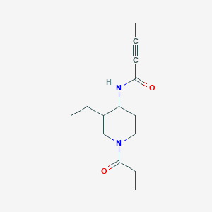 molecular formula C14H22N2O2 B2436180 N-(3-Ethyl-1-propanoylpiperidin-4-yl)but-2-ynamide CAS No. 2411257-91-3