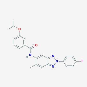 molecular formula C23H21FN4O2 B243619 N-[2-(4-fluorophenyl)-6-methyl-2H-1,2,3-benzotriazol-5-yl]-3-isopropoxybenzamide 