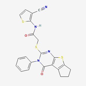 N-(3-cyanothiophen-2-yl)-2-((4-oxo-3-phenyl-4,5,6,7-tetrahydro-3H-cyclopenta[4,5]thieno[2,3-d]pyrimidin-2-yl)thio)acetamide