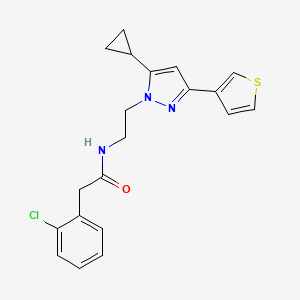 2-(2-chlorophenyl)-N-(2-(5-cyclopropyl-3-(thiophen-3-yl)-1H-pyrazol-1-yl)ethyl)acetamide
