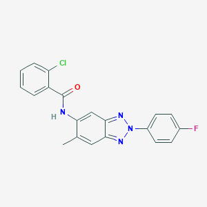 molecular formula C20H14ClFN4O B243622 2-chloro-N-[2-(4-fluorophenyl)-6-methyl-2H-1,2,3-benzotriazol-5-yl]benzamide 