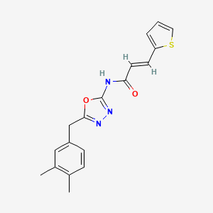 (E)-N-(5-(3,4-dimethylbenzyl)-1,3,4-oxadiazol-2-yl)-3-(thiophen-2-yl)acrylamide