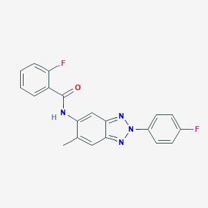 molecular formula C20H14F2N4O B243624 2-fluoro-N-[2-(4-fluorophenyl)-6-methyl-2H-1,2,3-benzotriazol-5-yl]benzamide 