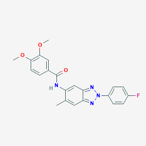 molecular formula C22H19FN4O3 B243625 N-[2-(4-fluorophenyl)-6-methyl-2H-1,2,3-benzotriazol-5-yl]-3,4-dimethoxybenzamide 