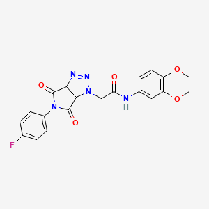 N-(2,3-dihydrobenzo[b][1,4]dioxin-6-yl)-2-(5-(4-fluorophenyl)-4,6-dioxo-4,5,6,6a-tetrahydropyrrolo[3,4-d][1,2,3]triazol-1(3aH)-yl)acetamide