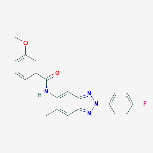 molecular formula C21H17FN4O2 B243627 N-[2-(4-fluorophenyl)-6-methyl-2H-1,2,3-benzotriazol-5-yl]-3-methoxybenzamide 