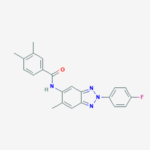 molecular formula C22H19FN4O B243628 N-[2-(4-fluorophenyl)-6-methyl-2H-1,2,3-benzotriazol-5-yl]-3,4-dimethylbenzamide 