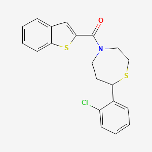 molecular formula C20H18ClNOS2 B2436281 Benzo[b]thiophen-2-yl(7-(2-chlorophenyl)-1,4-thiazepan-4-yl)methanone CAS No. 1797638-38-0