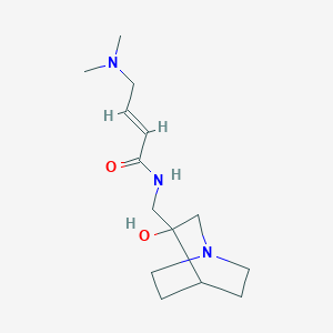 molecular formula C14H25N3O2 B2436283 (E)-4-(Dimethylamino)-N-[(3-hydroxy-1-azabicyclo[2.2.2]octan-3-yl)methyl]but-2-enamide CAS No. 2411329-74-1