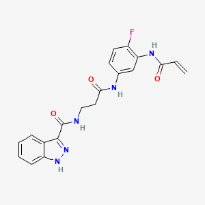 molecular formula C20H18FN5O3 B2436285 N-[3-[4-Fluoro-3-(prop-2-enoylamino)anilino]-3-oxopropyl]-1H-indazole-3-carboxamide CAS No. 2198956-11-3