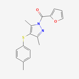 (3,5-dimethyl-4-(p-tolylthio)-1H-pyrazol-1-yl)(furan-2-yl)methanone