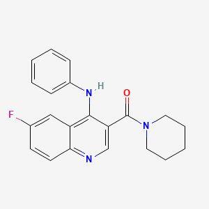 molecular formula C21H20FN3O B2436298 (6-Fluoro-4-(phenylamino)quinolin-3-yl)(piperidin-1-yl)methanone CAS No. 1189724-14-8