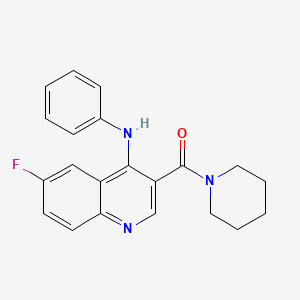 molecular formula C21H20FN3O B2436298 (6-氟-4-(苯氨基)喹啉-3-基)(哌啶-1-基)甲酮 CAS No. 1189724-14-8