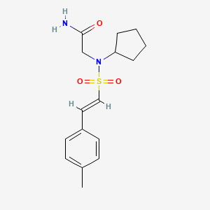 molecular formula C16H22N2O3S B2436306 2-[cyclopentyl-[(E)-2-(4-methylphenyl)ethenyl]sulfonylamino]acetamide CAS No. 1281684-63-6