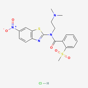 molecular formula C19H21ClN4O5S2 B2436308 盐酸N-(2-(二甲氨基)乙基)-2-(甲磺酰基)-N-(6-硝基苯并[d]噻唑-2-基)苯甲酰胺 CAS No. 1216889-82-5
