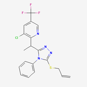 molecular formula C19H16ClF3N4S B2436314 2-(1-(5-(Allylsulfanyl)-4-phenyl-4H-1,2,4-triazol-3-yl)ethyl)-3-chloro-5-(trifluoromethyl)pyridine CAS No. 339010-61-6