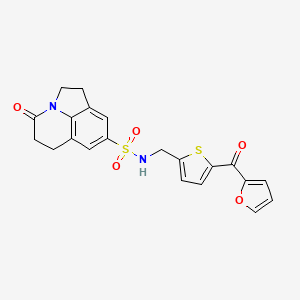 molecular formula C21H18N2O5S2 B2436318 N-((5-(furan-2-carbonyl)thiophen-2-yl)methyl)-4-oxo-2,4,5,6-tetrahydro-1H-pyrrolo[3,2,1-ij]quinoline-8-sulfonamide CAS No. 1797964-43-2