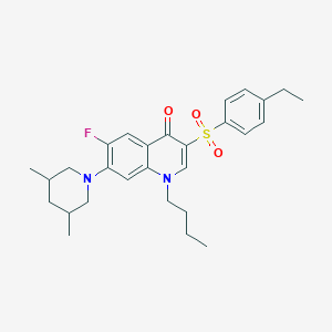 molecular formula C28H35FN2O3S B2436324 1-butyl-7-(3,5-dimethylpiperidin-1-yl)-3-((4-ethylphenyl)sulfonyl)-6-fluoroquinolin-4(1H)-one CAS No. 892771-10-7