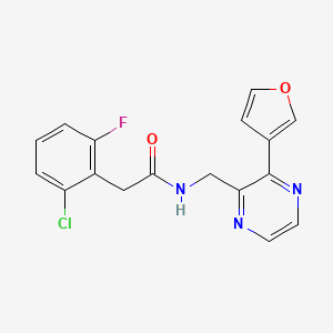 molecular formula C17H13ClFN3O2 B2436339 2-(2-chloro-6-fluorophenyl)-N-((3-(furan-3-yl)pyrazin-2-yl)methyl)acetamide CAS No. 2034236-60-5