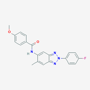 molecular formula C21H17FN4O2 B243634 N-[2-(4-fluorophenyl)-6-methyl-2H-1,2,3-benzotriazol-5-yl]-4-methoxybenzamide 