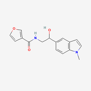 molecular formula C16H16N2O3 B2436345 N-(2-hydroxy-2-(1-methyl-1H-indol-5-yl)ethyl)furan-3-carboxamide CAS No. 2034256-08-9