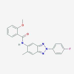 molecular formula C21H17FN4O2 B243635 N-[2-(4-fluorophenyl)-6-methyl-2H-1,2,3-benzotriazol-5-yl]-2-methoxybenzamide 