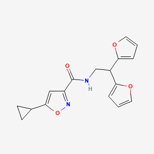 molecular formula C17H16N2O4 B2436363 5-cyclopropyl-N-(2,2-di(furan-2-yl)ethyl)isoxazole-3-carboxamide CAS No. 2320686-68-6