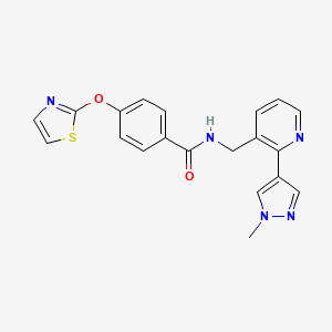 molecular formula C20H17N5O2S B2436369 N-((2-(1-甲基-1H-吡唑-4-基)吡啶-3-基)甲基)-4-(噻唑-2-基氧基)苯甲酰胺 CAS No. 2034336-40-6