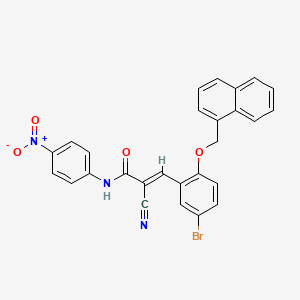 molecular formula C27H18BrN3O4 B2436376 (E)-3-[5-bromo-2-(naphthalen-1-ylmethoxy)phenyl]-2-cyano-N-(4-nitrophenyl)prop-2-enamide CAS No. 522604-11-1