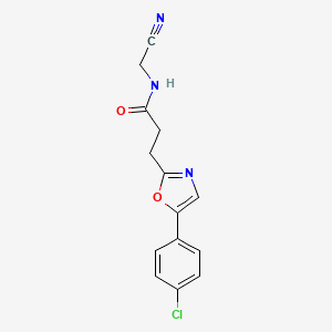 molecular formula C14H12ClN3O2 B2436378 3-[5-(4-chlorophenyl)-1,3-oxazol-2-yl]-N-(cyanomethyl)propanamide CAS No. 1423233-51-5