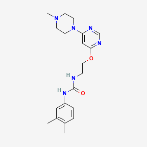 molecular formula C20H28N6O2 B2436382 1-(3,4-Dimethylphenyl)-3-(2-((6-(4-methylpiperazin-1-yl)pyrimidin-4-yl)oxy)ethyl)urea CAS No. 1171567-16-0