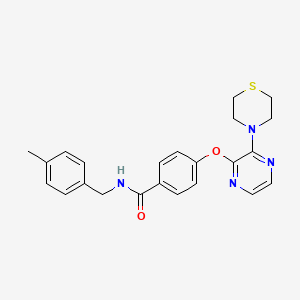 molecular formula C23H24N4O2S B2436387 N-(4-甲基苄基)-4-((3-硫代吗啉并吡嗪-2-基)氧基)苯甲酰胺 CAS No. 1251599-40-2