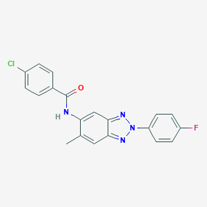 molecular formula C20H14ClFN4O B243639 4-chloro-N-[2-(4-fluorophenyl)-6-methyl-2H-1,2,3-benzotriazol-5-yl]benzamide 