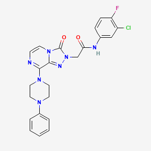 molecular formula C23H21ClFN7O2 B2436390 Ethyl 1-({5-[(3-methylbutanoyl)amino]-2-piperazin-1-ylpyridin-3-yl}carbonyl)piperidine-4-carboxylate CAS No. 1251614-55-7