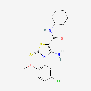molecular formula C17H20ClN3O2S2 B2436401 4-amino-3-(5-chloro-2-methoxyphenyl)-N-cyclohexyl-2-thioxo-2,3-dihydrothiazole-5-carboxamide CAS No. 946331-16-4
