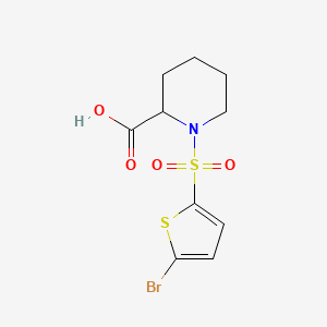 molecular formula C10H12BrNO4S2 B2436403 1-[(5-溴噻吩-2-基)磺酰基]哌啶-2-羧酸 CAS No. 1008571-93-4