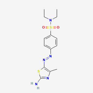molecular formula C14H19N5O2S2 B2436416 N,N-diethyl-4-[2-(2-imino-4-methyl-2,5-dihydro-1,3-thiazol-5-ylidene)hydrazin-1-yl]benzene-1-sulfonamide CAS No. 326910-32-1