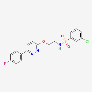 molecular formula C18H15ClFN3O3S B2436423 3-chloro-N-(2-((6-(4-fluorophenyl)pyridazin-3-yl)oxy)ethyl)benzenesulfonamide CAS No. 920193-97-1