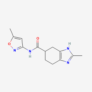 molecular formula C13H16N4O2 B2436434 2-methyl-N-(5-methylisoxazol-3-yl)-4,5,6,7-tetrahydro-1H-benzo[d]imidazole-5-carboxamide CAS No. 2034253-64-8