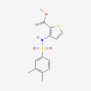 molecular formula C14H15NO4S2 B2436436 Methyl 3-{[(3,4-dimethylphenyl)sulfonyl]amino}thiophene-2-carboxylate CAS No. 879844-17-4