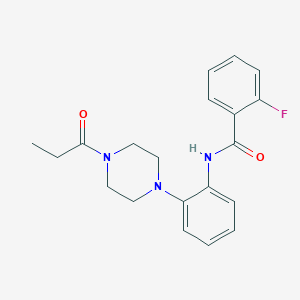 molecular formula C20H22FN3O2 B243644 2-fluoro-N-[2-(4-propanoylpiperazin-1-yl)phenyl]benzamide 