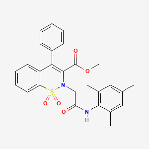 molecular formula C27H26N2O5S B2436444 methyl 2-(2-(mesitylamino)-2-oxoethyl)-4-phenyl-2H-benzo[e][1,2]thiazine-3-carboxylate 1,1-dioxide CAS No. 1114828-19-1
